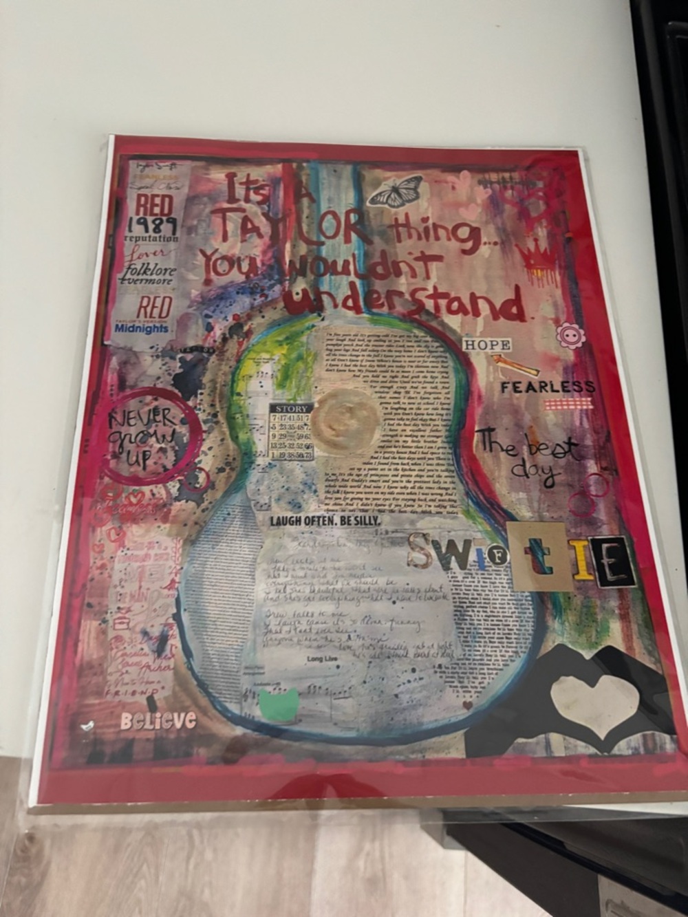 Colorful Mixed-Media Guitar Wall Art - Multicolor Taylor swift